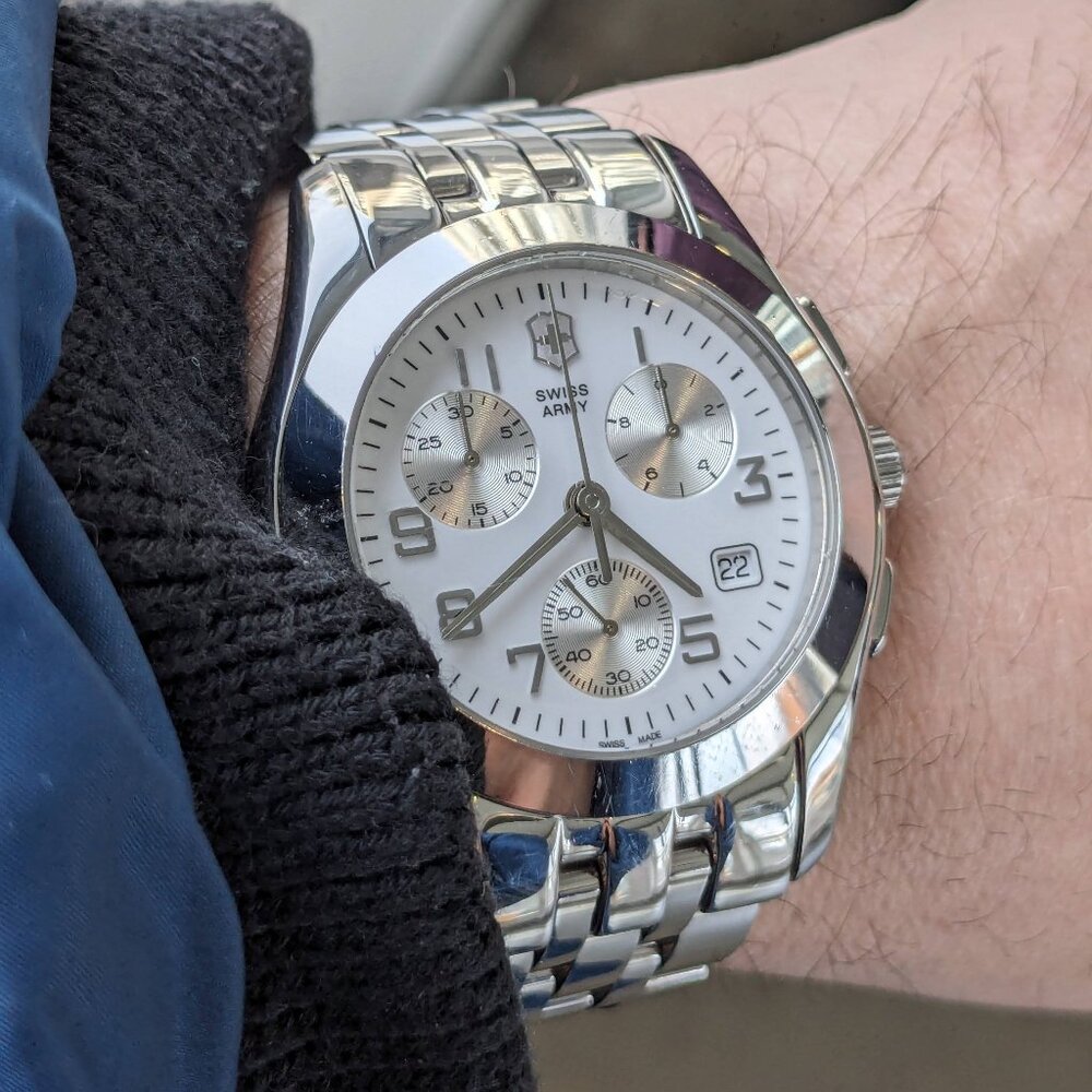 Victorinox Swiss Army Alliance Silver Quartz Chronograph Mens Swiss Watch